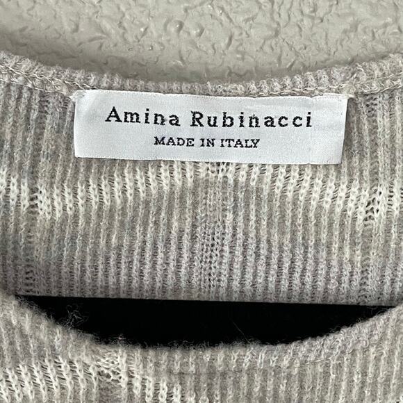 Amina Rubinacci Made In Italy Long Sleeve Wool Blend Chevron Sweater Dress 42 6 - Picture 5 of 7